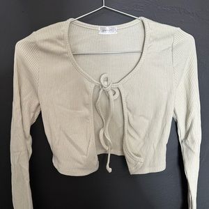 Women’s Open Front | Tied Revealing Crop Top | Stone/Cream